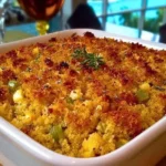 Delicious Southern cornbread dressing served in a bowl