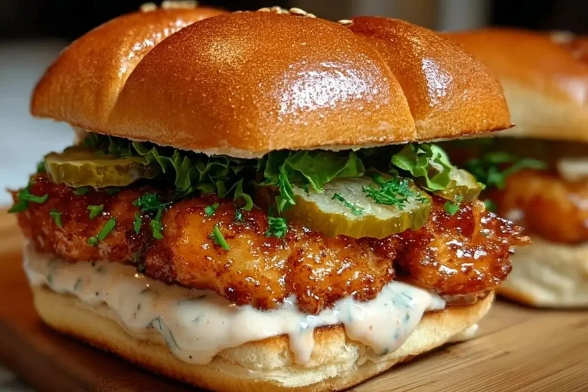 Delicious Spicy Chicken Sandwich with crispy chicken and vibrant toppings