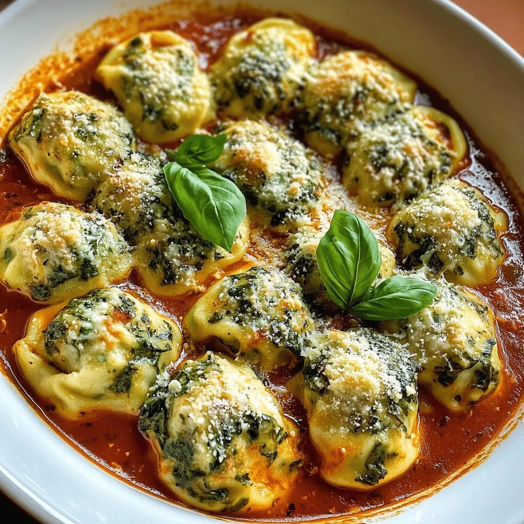 Plate of Spinach Ricotta Dumplings with Napoli sauce drizzled on top