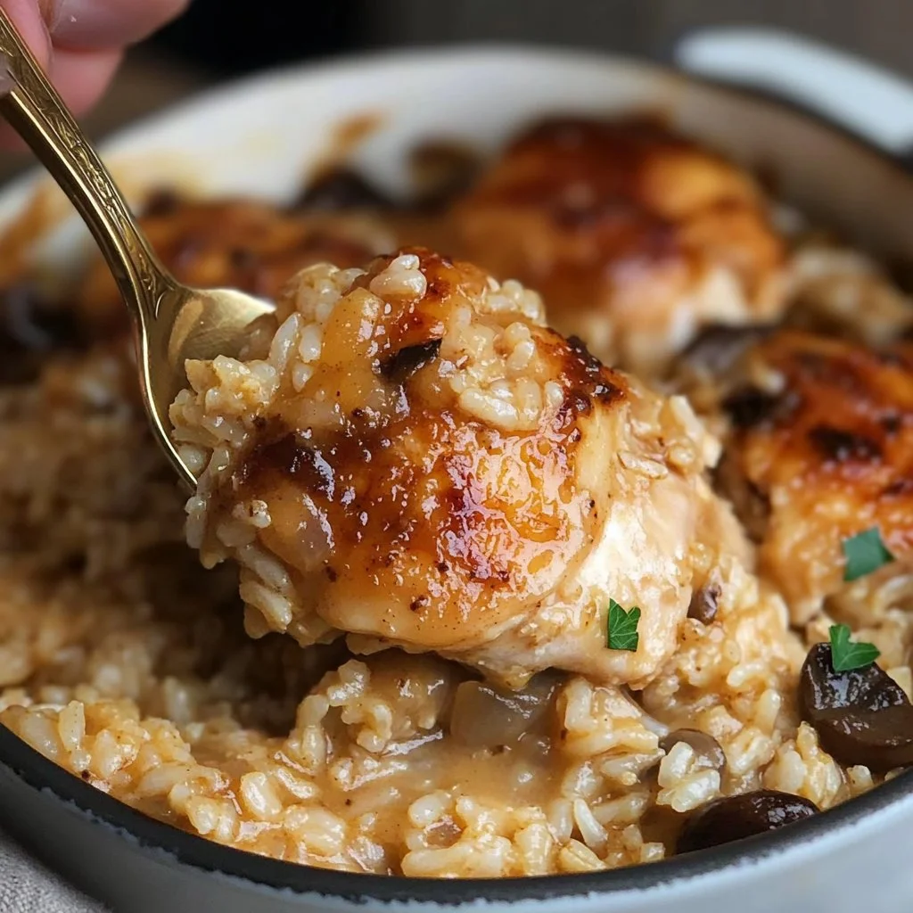 Delicious plate of Butter Chicken Rice garnished with herbs.