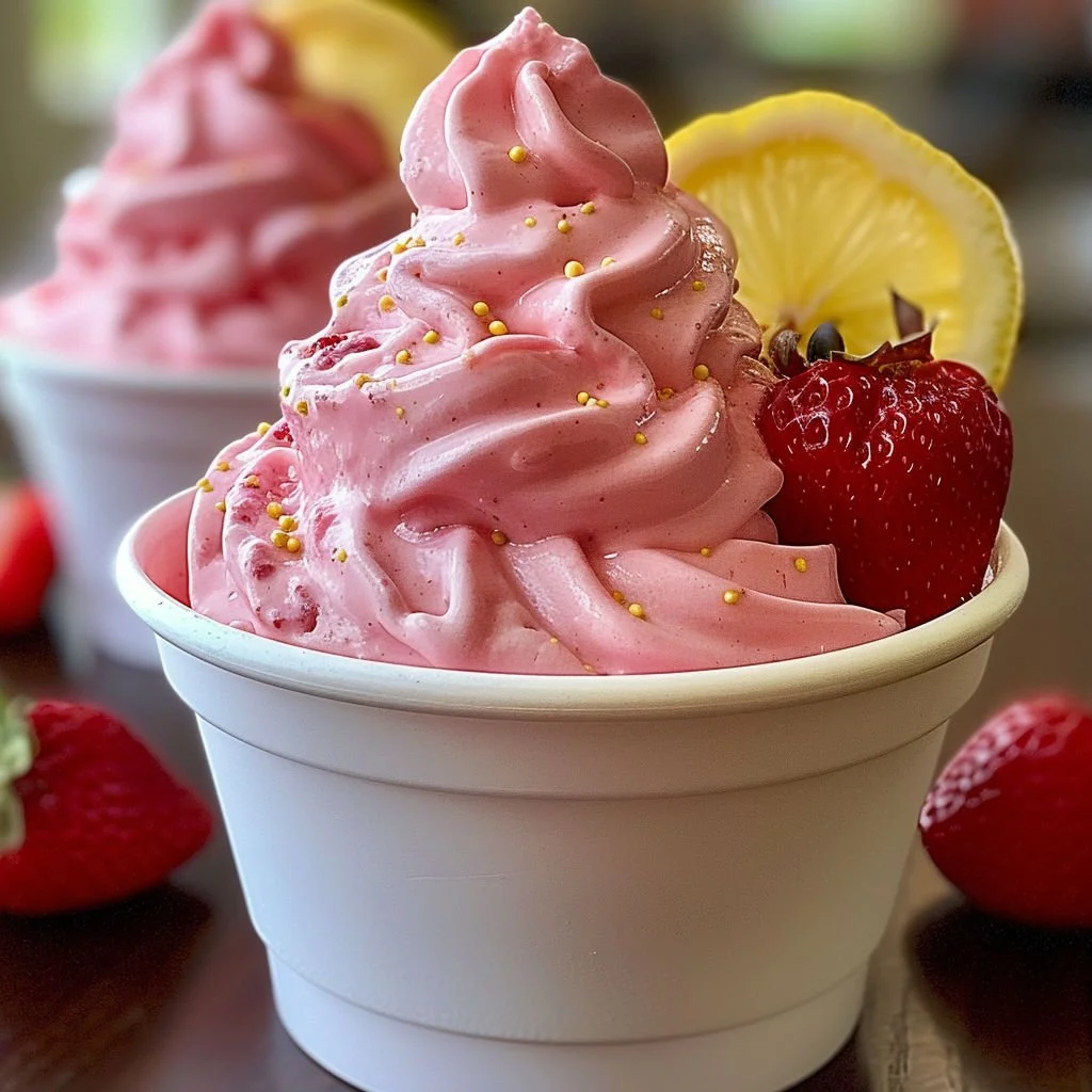 Delicious Strawberry Dole Whip Delight dessert in a bowl