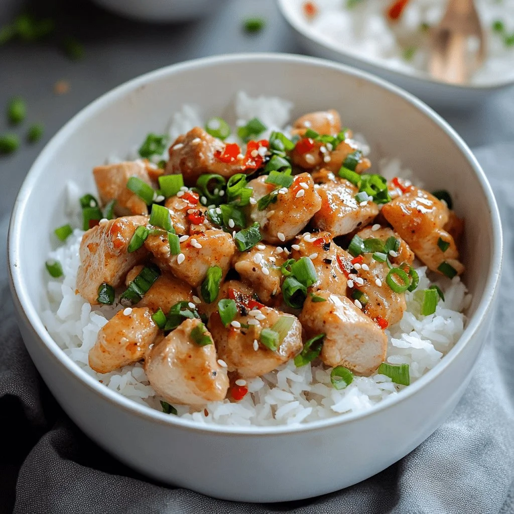 Sweet Chili Chicken Bowls served with fluffy Coconut Rice