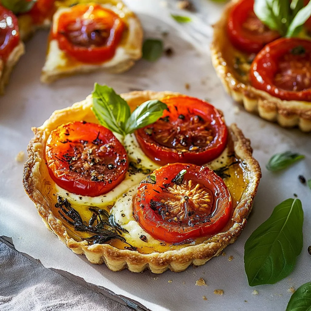 Freshly baked Tomato Tartlets topped with Boursin cheese