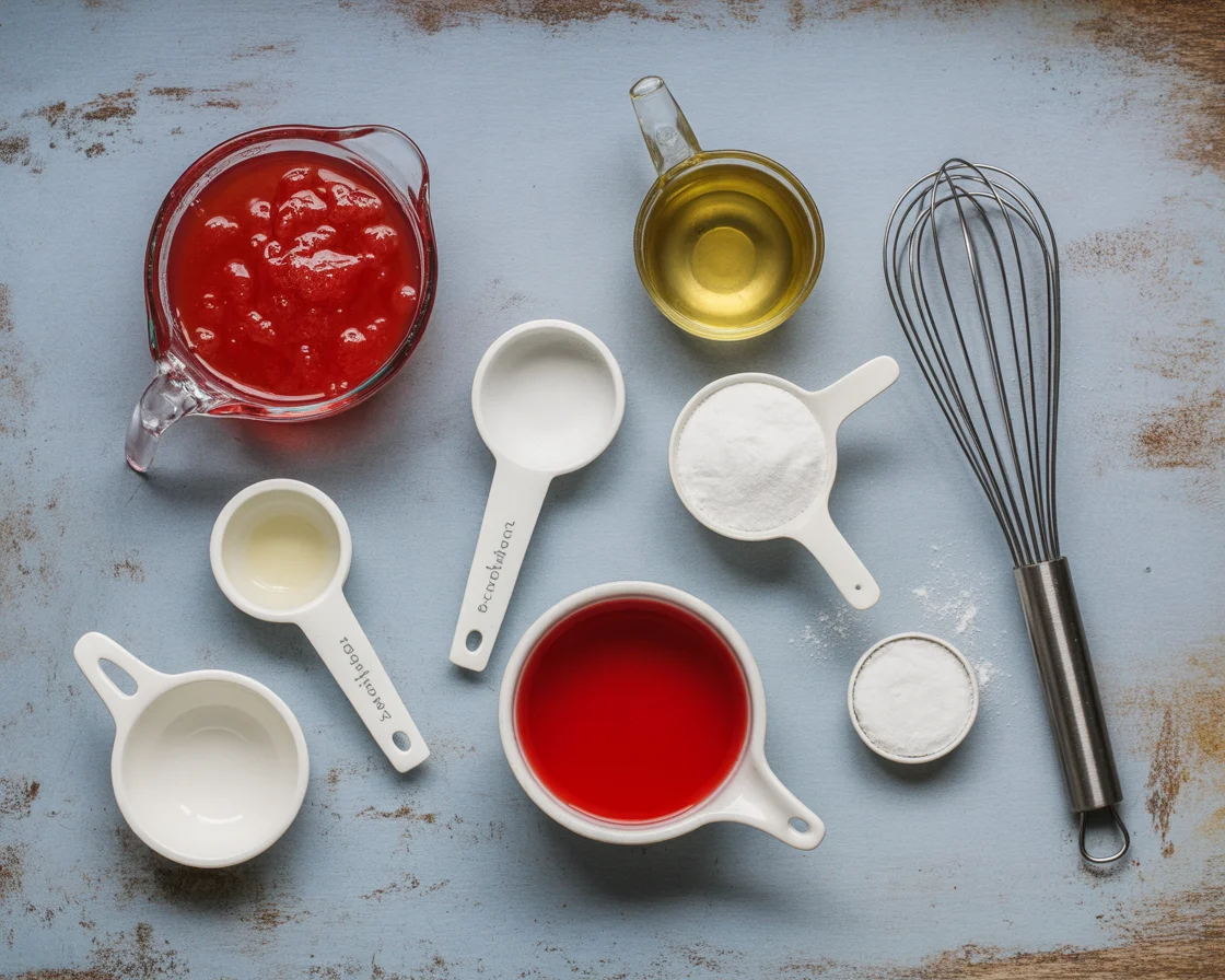 an overlay head shot of the ingredients for jello hack recipe on a ceramic table