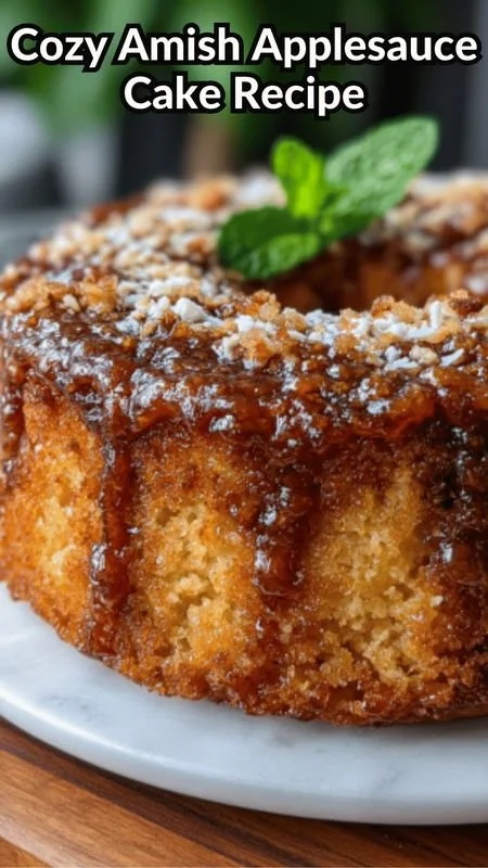 Delicious Amish Applesauce Cake with spices and rich apple flavor