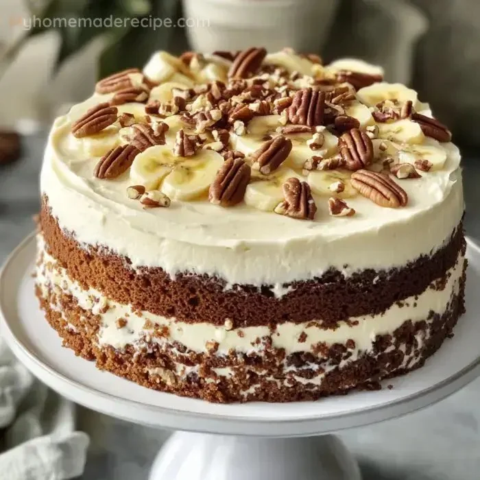 Delicious Banana Pineapple Cake topped with fresh fruits and cream