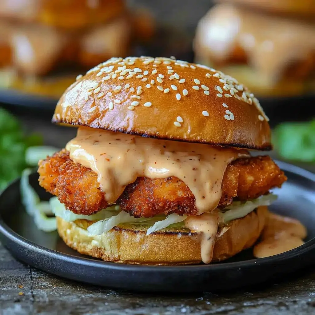 Bang Bang Chicken Sliders: Crispy and spicy mini sandwiches served on a platter