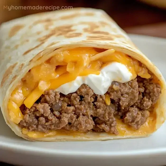 Delicious Beefy 5-Layer Burrito with layers of beef, cheese, and beans