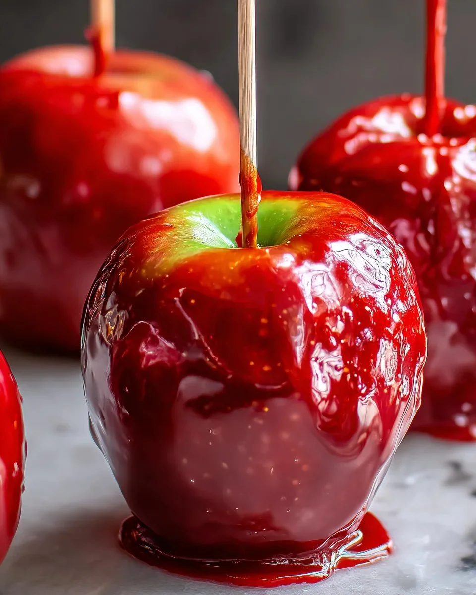 Delicious candy apples, the iconic fall dessert perfect for autumn festivities.