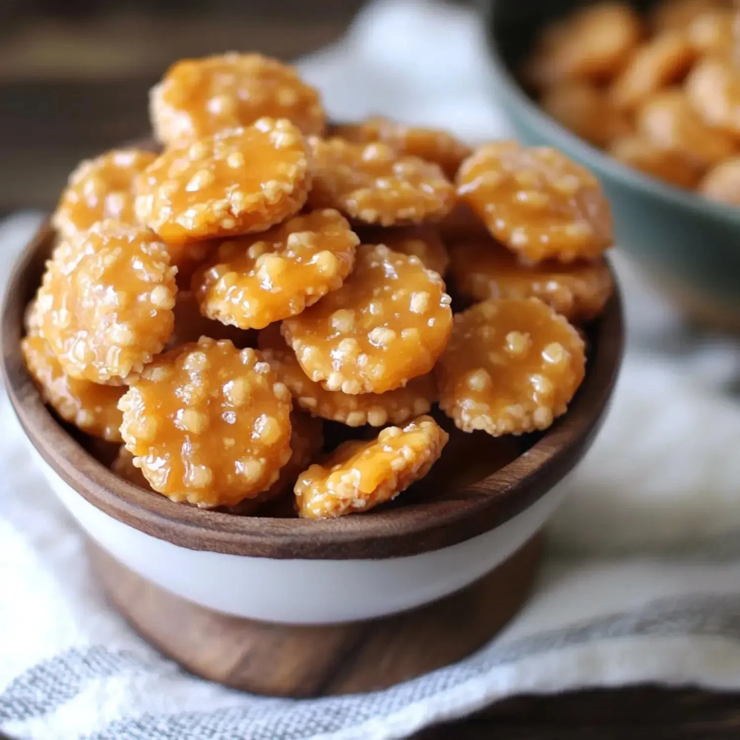 Delicious caramel crackers stacked on a plate ready to be enjoyed
