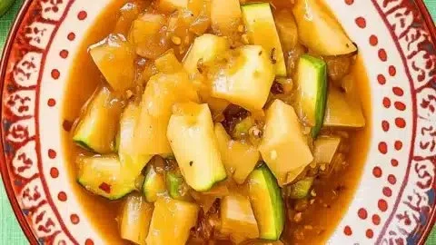 Chayote with dried green chile dish ready for dinner