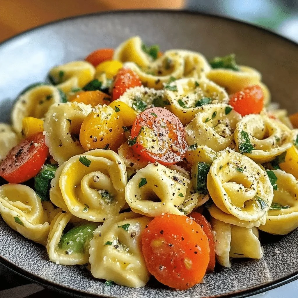 Delicious Cheese Tortellini tossed with vibrant summer veggies