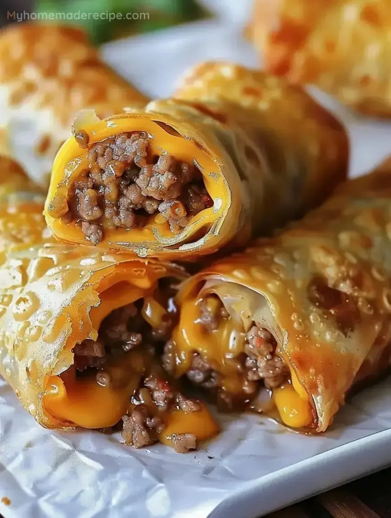 Delicious cheeseburger twists served on a plate with toppings