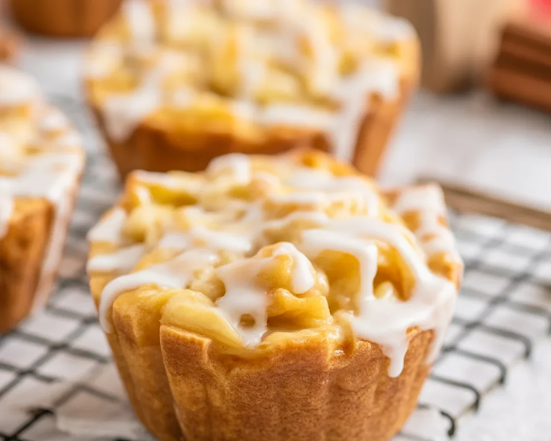 Delicious Cinnamon Roll Apple Pie Cups baked in muffin tin