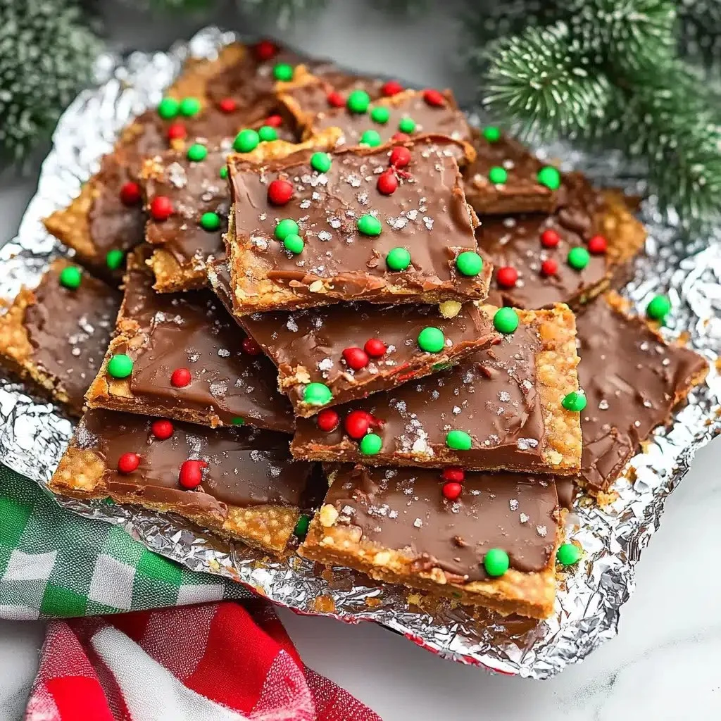 Classic homemade English toffee on a festive holiday platter