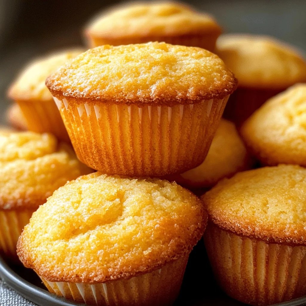 Freshly baked cornbread muffins served in a rustic setting.