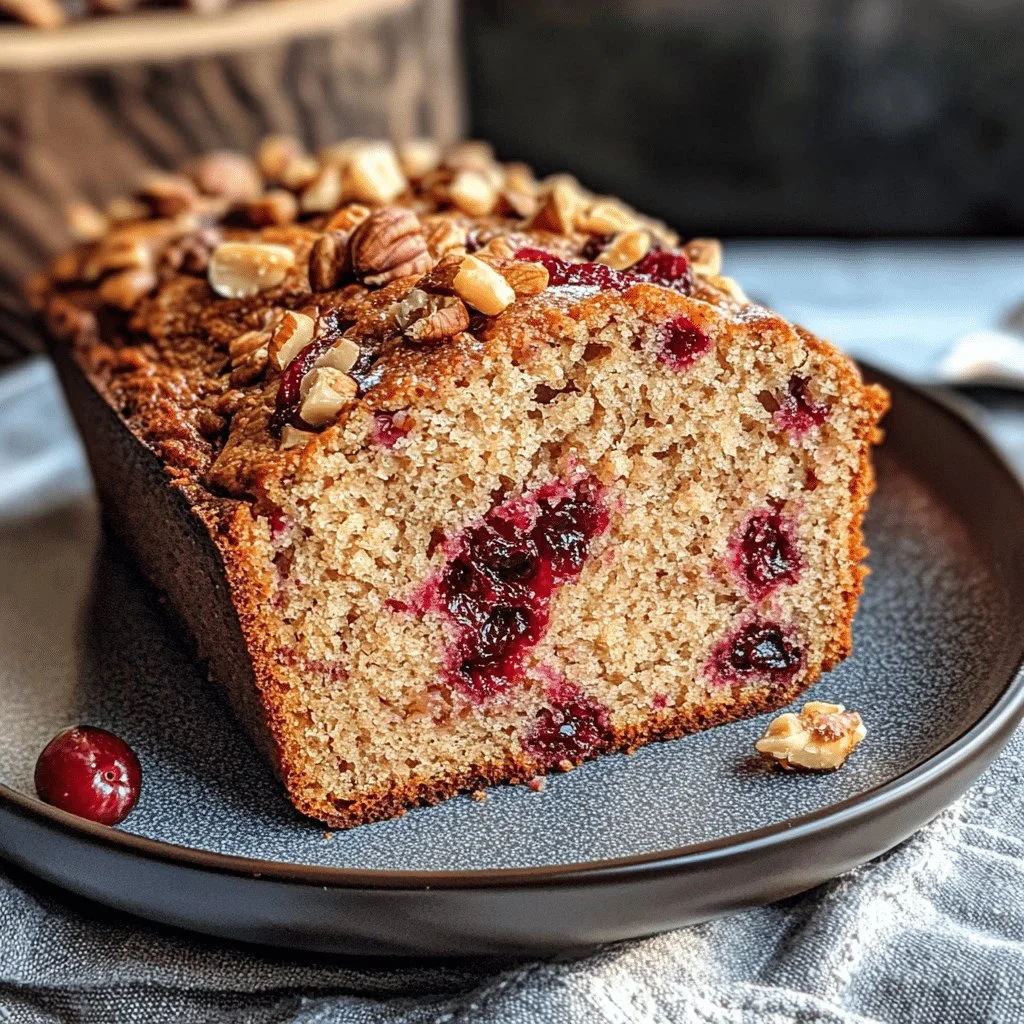 Freshly baked cranberry walnut bread with nuts and berries