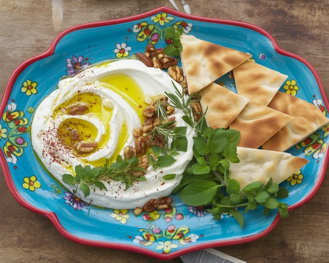 Creamy whipped feta dip made with feta cheese, Greek yogurt, and olive oil.