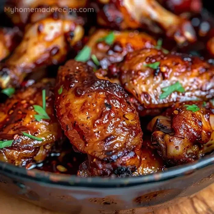 Crispy jerk chicken wings garnished with herbs, showcasing a delicious spicy flavor.