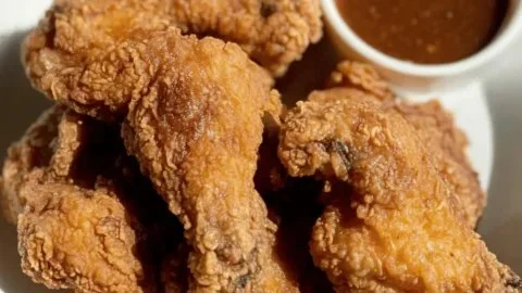 Crispy vegan fried chicken styled like KFC's original recipe