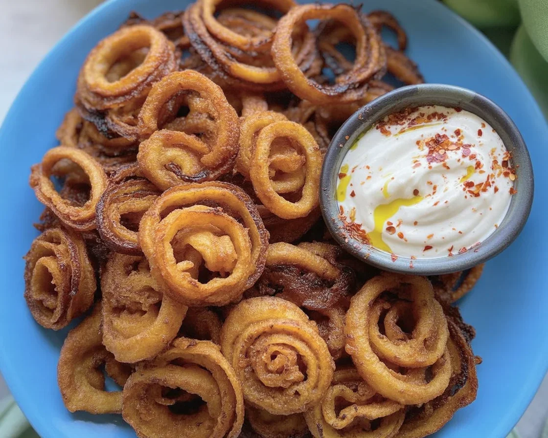 Crispy onion chips made with onions and cheese baked until golden and crunchy