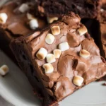Delicious Hot Chocolate Brownies topped with marshmallows for a cozy dessert.