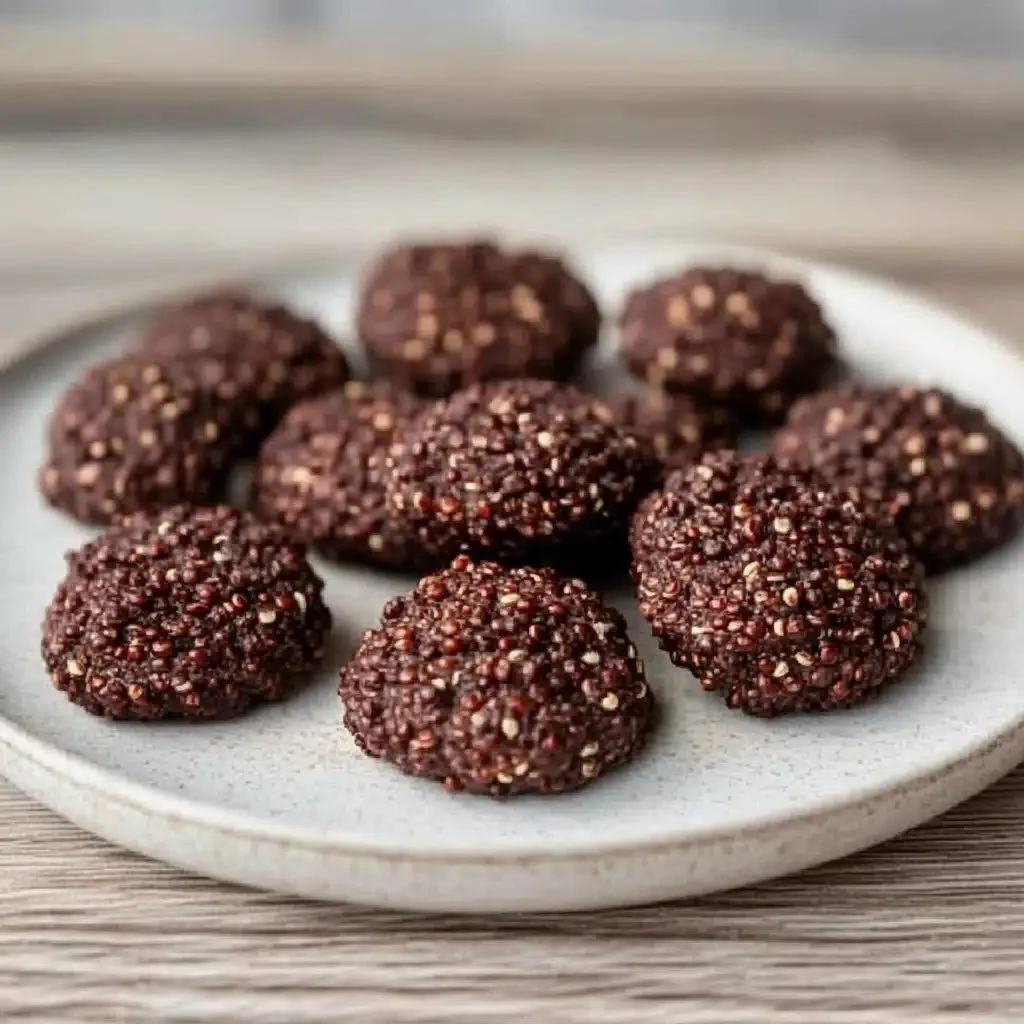 Dark chocolate quinoa bites made with 4 simple ingredients for healthy snacking