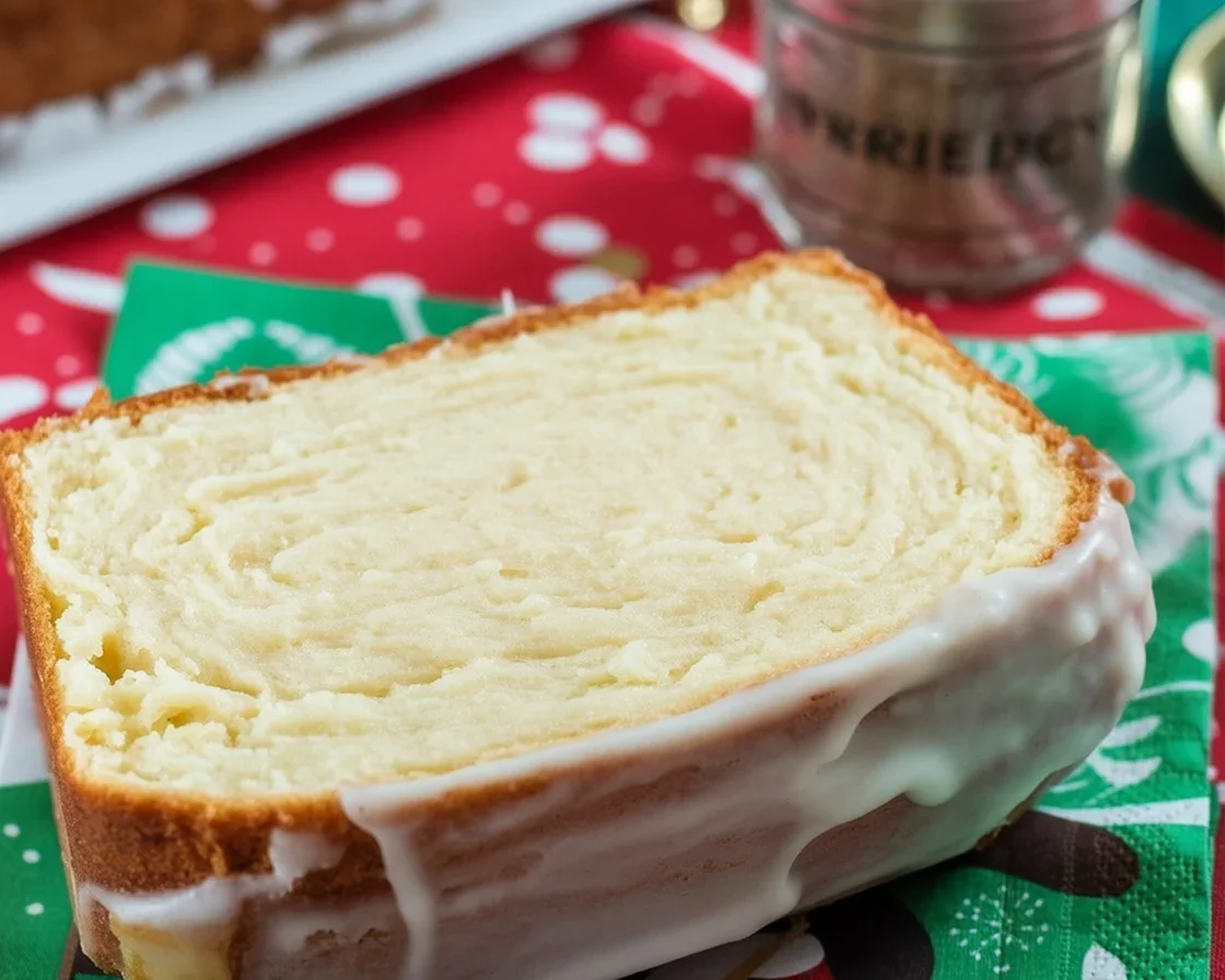 Christmas Eggnog Bread with a spiced rum glaze, perfect for holiday celebrations.