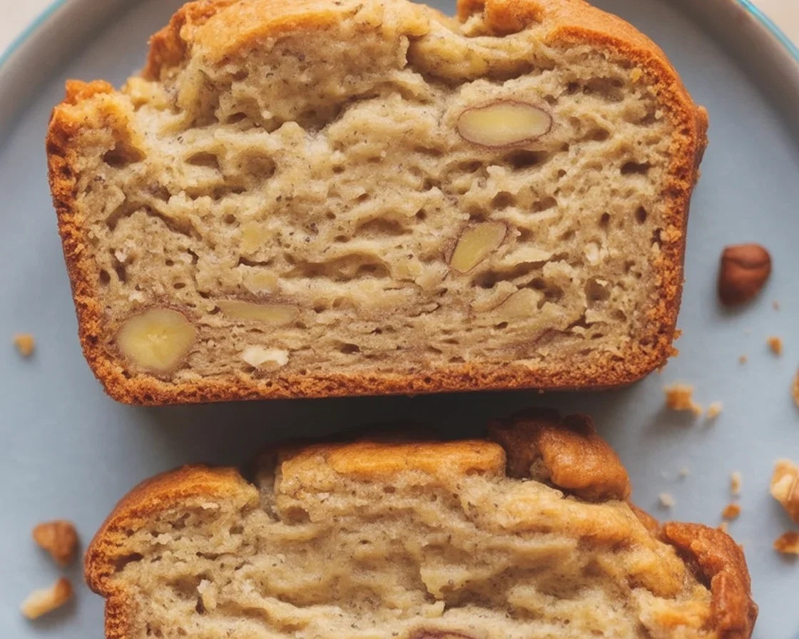Moist and fluffy oat flour banana bread made with ripe bananas and no refined sugar.