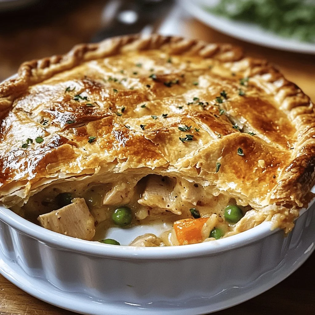 Delicious double crust chicken pot pie filled with chicken and vegetables