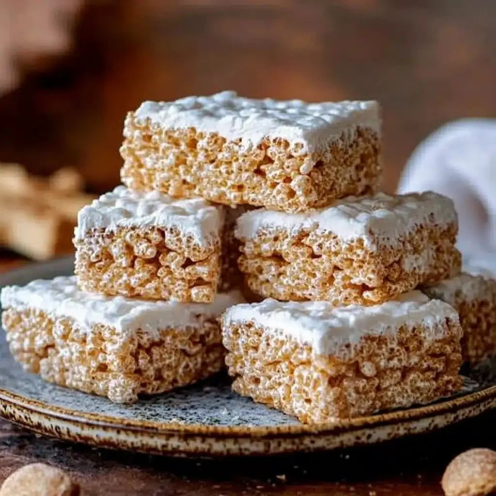Gingerbread Rice Krispie Treats decorated for the holiday season
