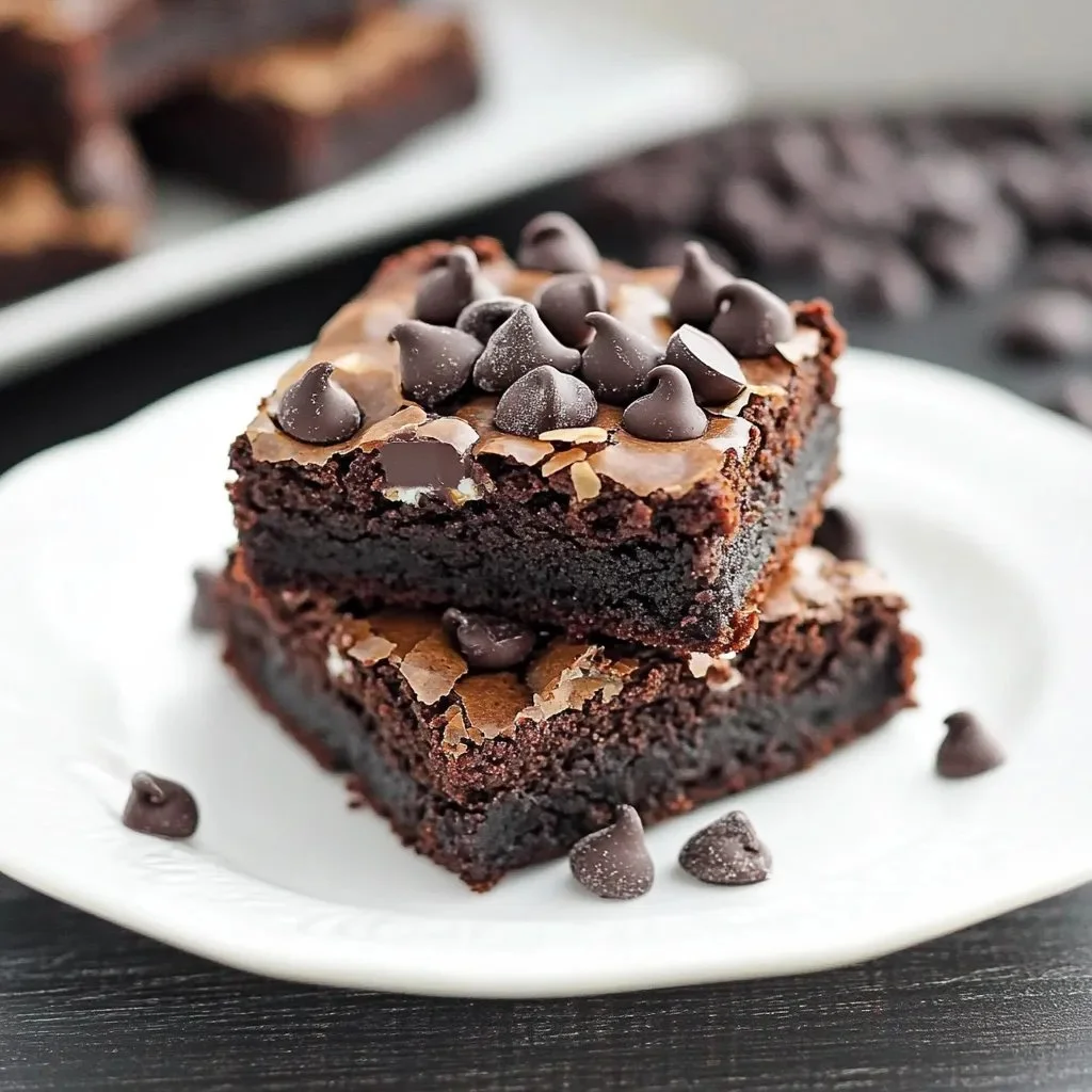 Delicious healthier Greek yogurt brownies served on a plate