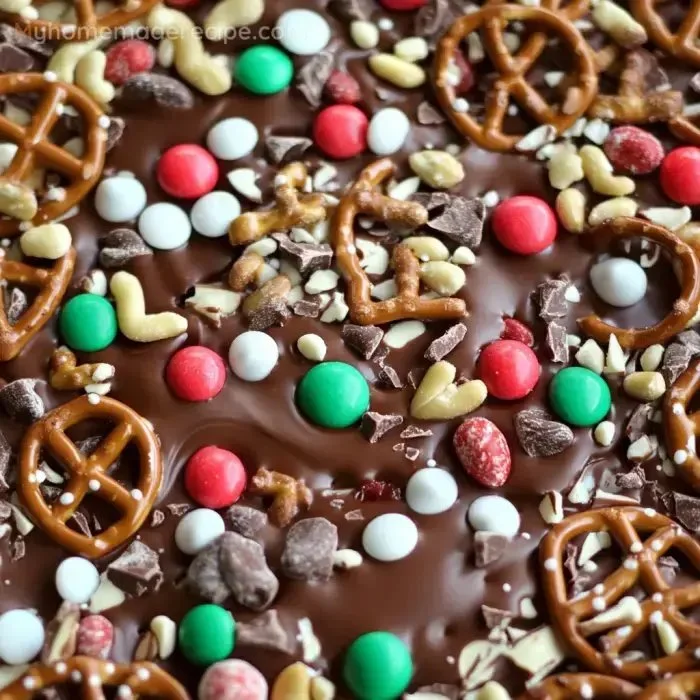 Delicious holiday chocolate bark treats with festive toppings