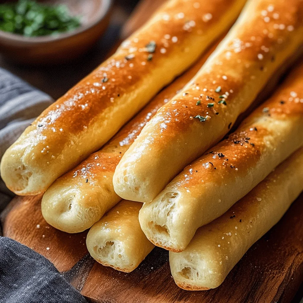 Homemade breadsticks fresh out of the oven, golden and delicious.