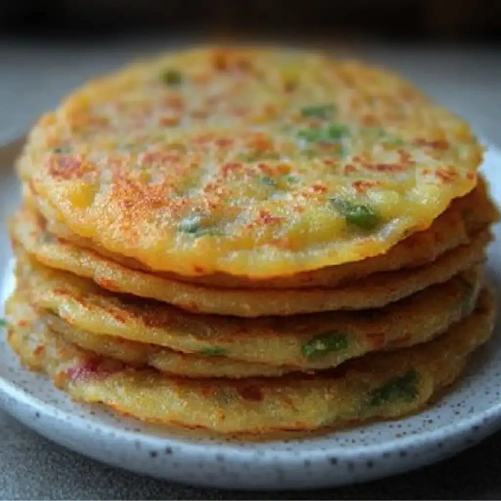 Crispy Instant Potato Dosa served with chutney and sambar on a plate
