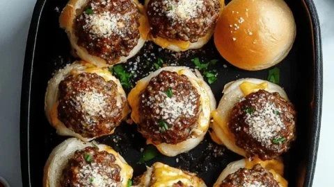 Delicious garlic parmesan cheeseburger bombs served on a plate