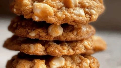 Delicious oatmeal scotchies cookies on a plate, perfectly baked and chewy.