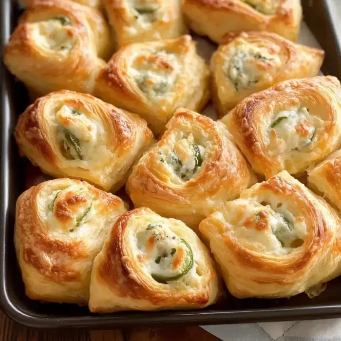 Jalapeño Popper Crescent Rolls with cheese and jalapeños inside flaky dough