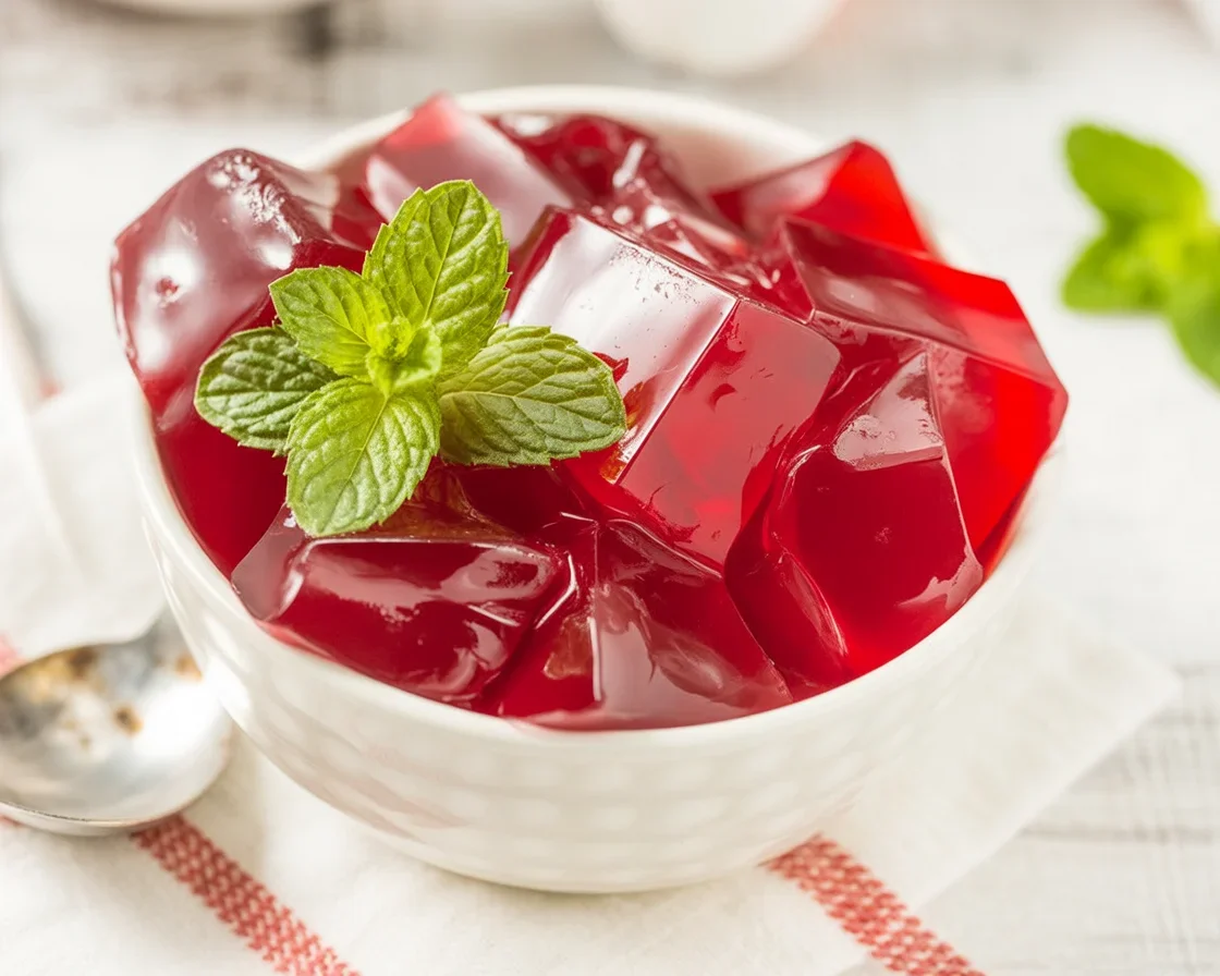 Colorful jello dessert for weight loss featuring Greek yogurt and gelatin mix.