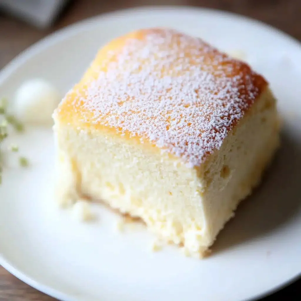 Light and fluffy tofu cotton cheesecake on a plate, ready to serve.