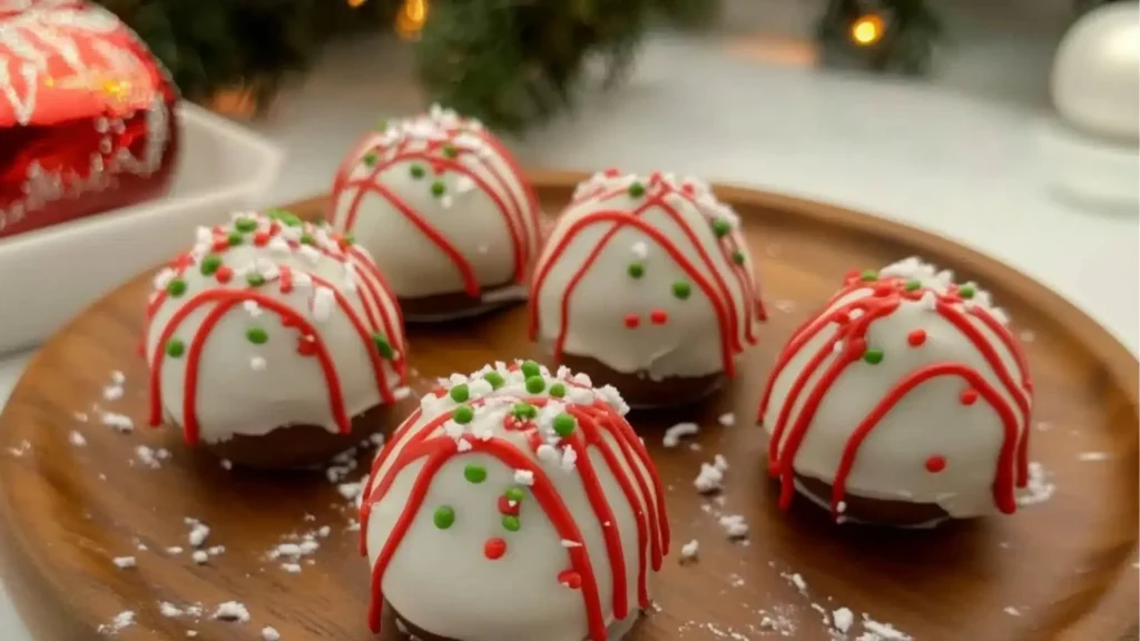 Little Debbie Christmas Tree Cake Truffles decorated for the holiday season