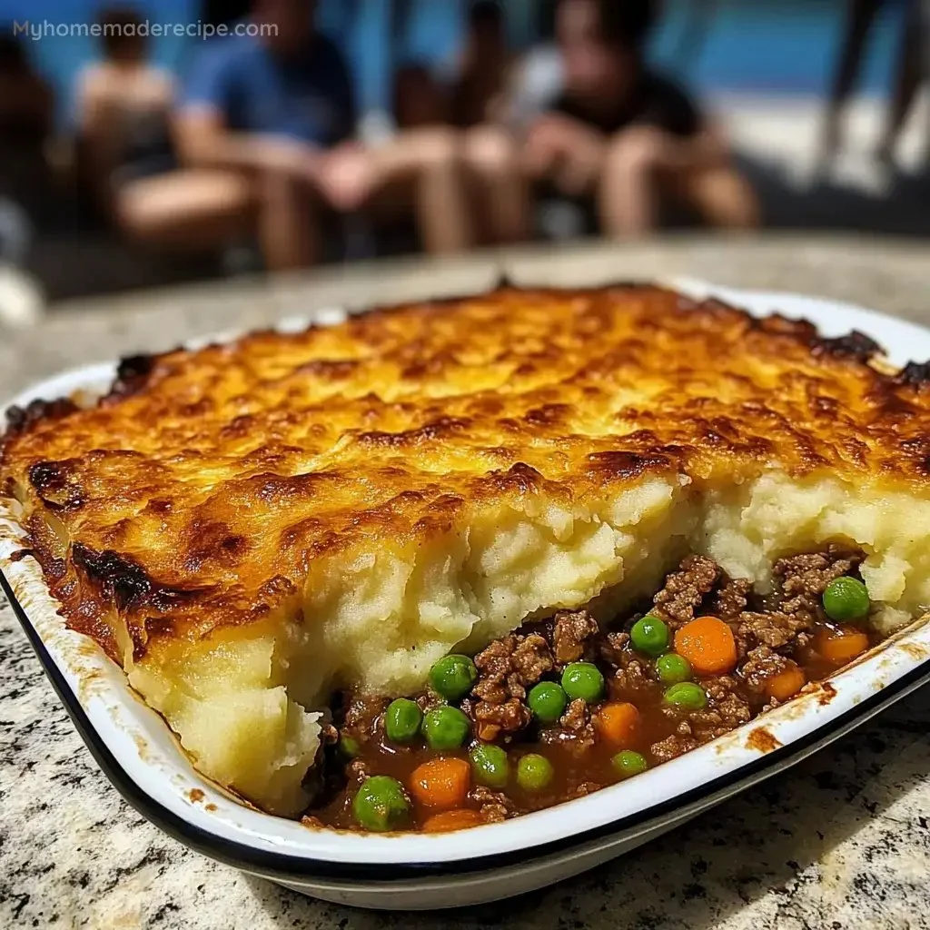 Delicious Shepherd's Pie with ground meat and fluffy mashed potatoes
