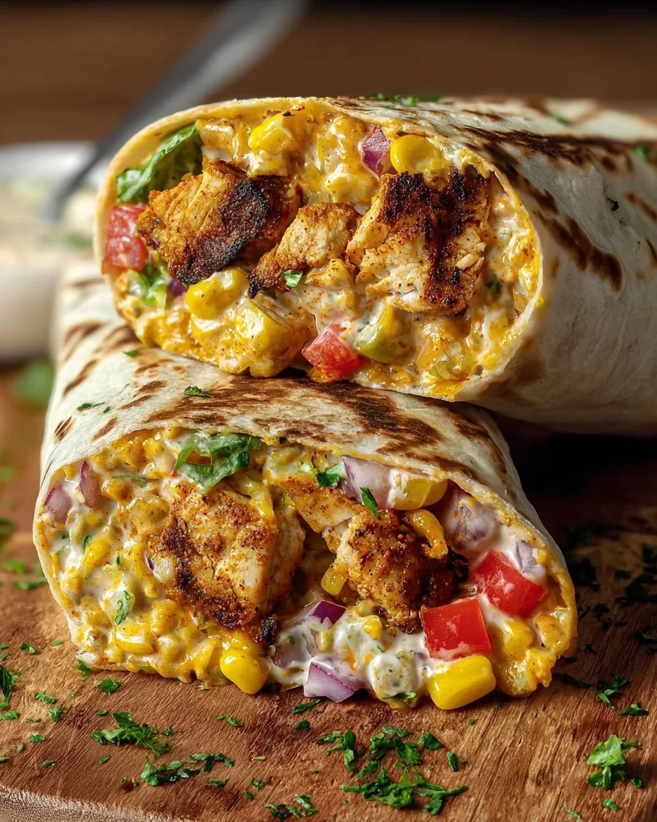 Spicy Chicken Burrito filled with tender chicken, spices, and fresh vegetables