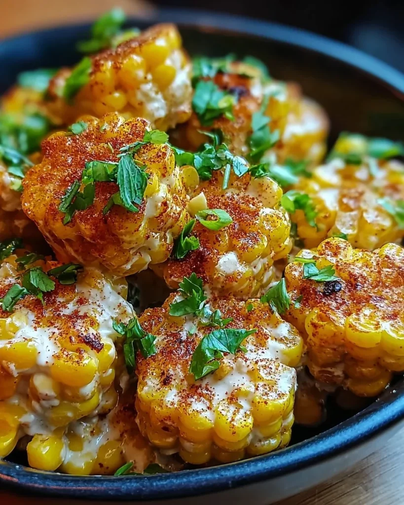 Delicious Spicy Mexican Corn Bites served on a plate