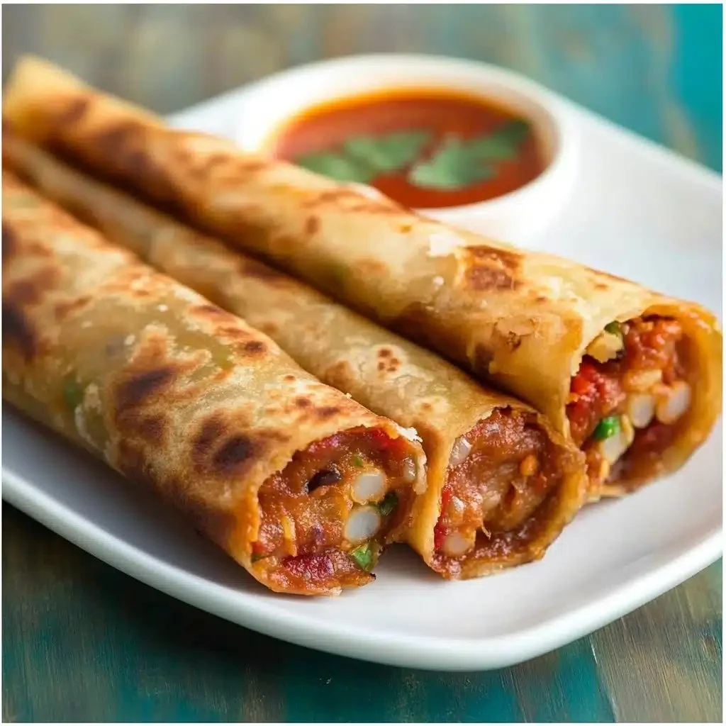 Spicy Schezwan Roti Roll - Flavorful Indian Chinese fusion dish