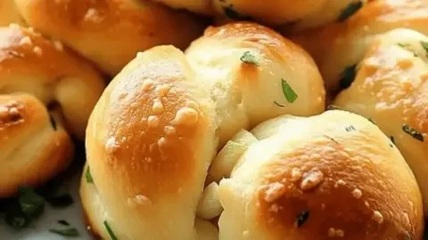 Delicious stuffed garlic knots fresh out of the oven