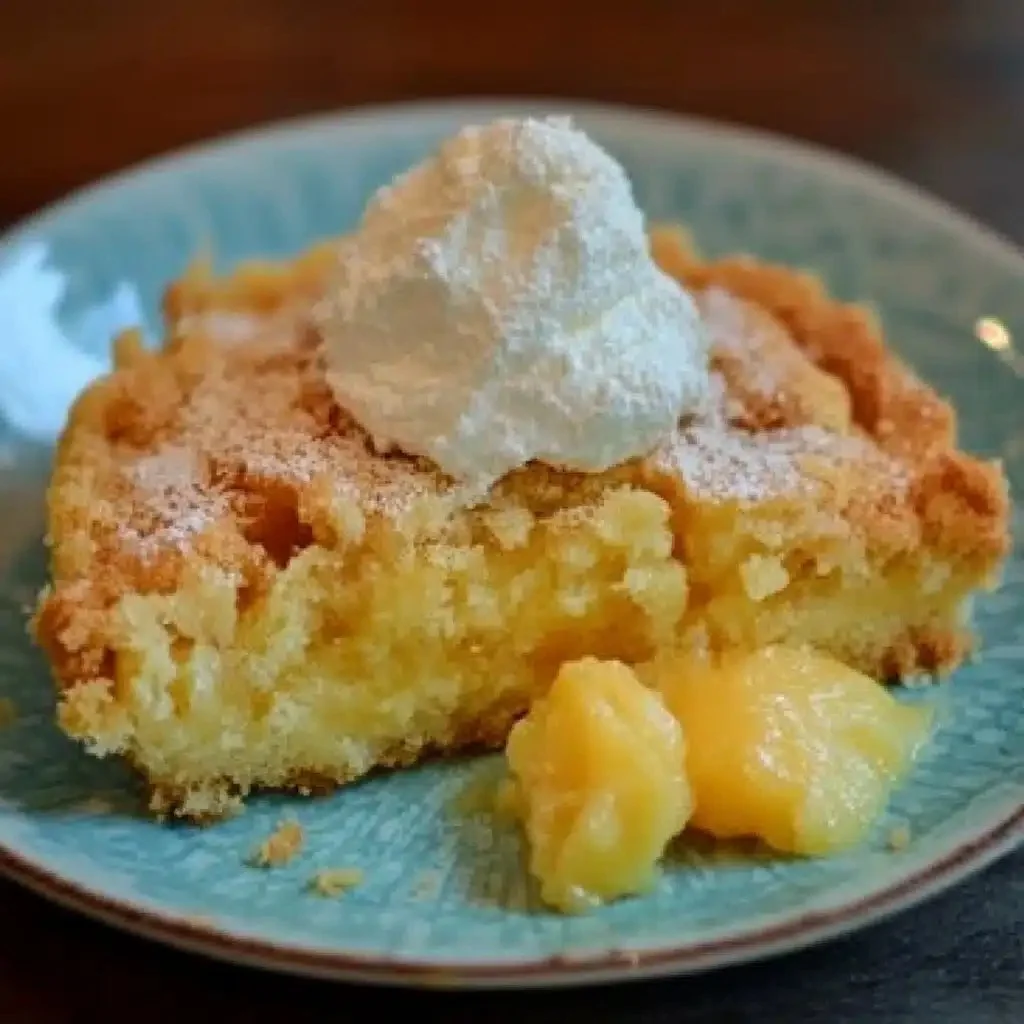 Tangy lemon cream cheese dump cake with buttery crust, a Southern dessert favorite