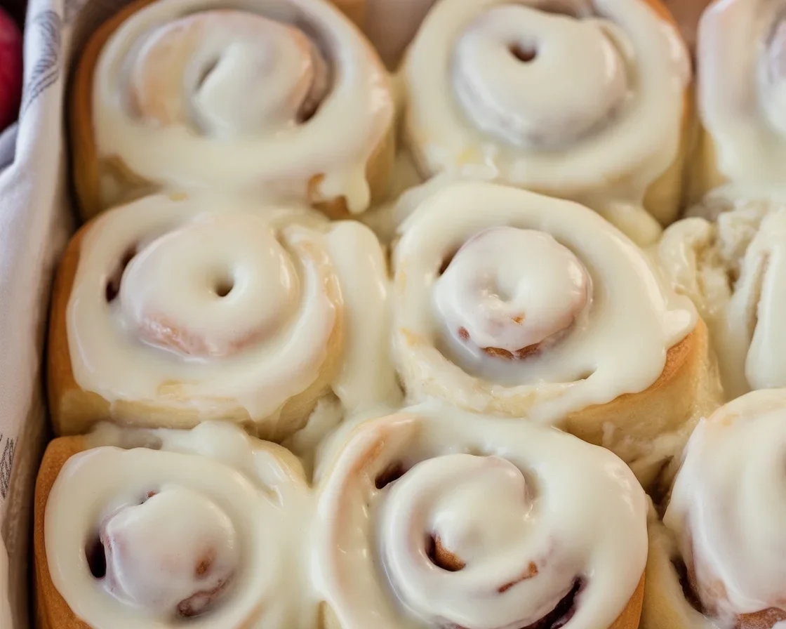 Delicious Apple Pie Cinnamon Rolls filled with apple pie filling and topped with cream cheese glaze.