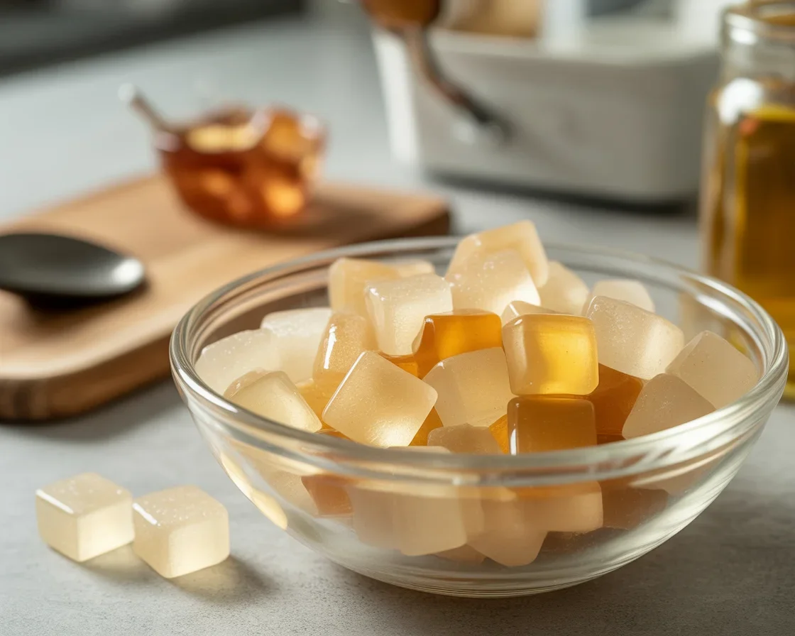 Viral gelatin trick recipe for weight loss with colorful jiggly cubes.