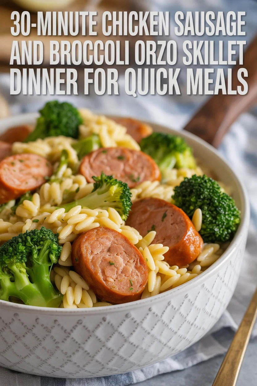 Chicken Sausage and Broccoli Orzo Skillet